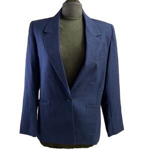 WORTHINGTON Women’s Classic Blazer Jacket Navy Blue Size 10 Fully Lined Career